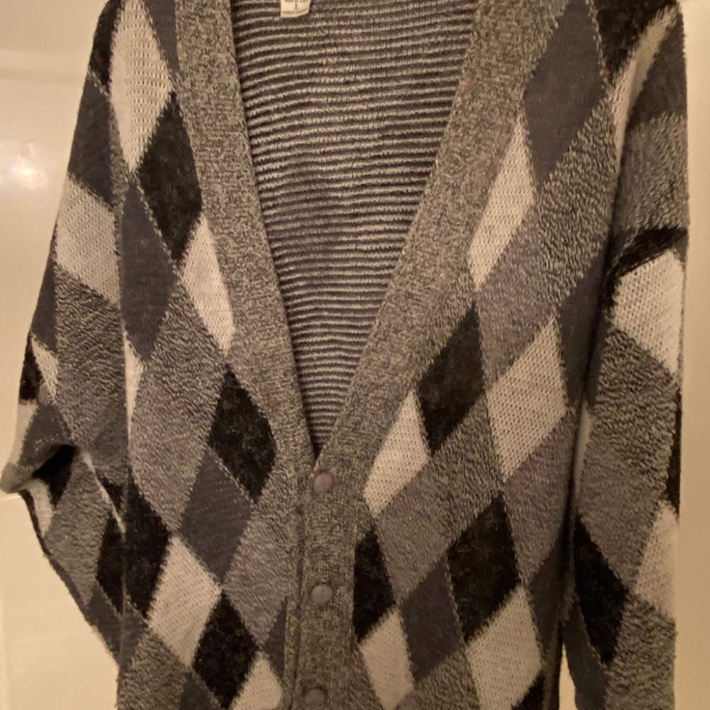 Vintage 80s Argyle Cardigan Sweater